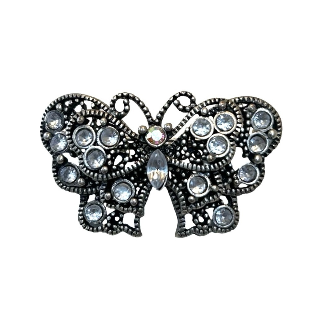 Butterfly Brooch With AB And Clear Crystals 1.5”